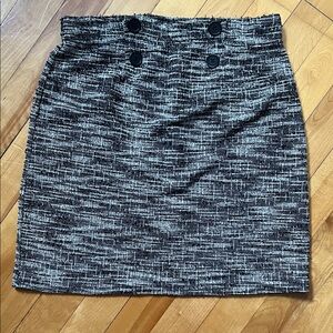 Max Studio Black & White Tweed Skirt with Front Buttons and Elastic Waistband